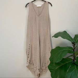 Linen tan dress with cutouts